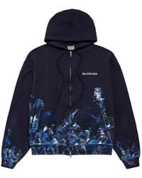 Balenciaga - Paint Splatter Zip-Up Sweatshirt - Lyst