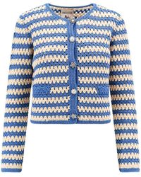 Semicouture - Cotton Cardigan With Striped Motif - Lyst