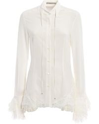 Ermanno Scervino - Ruched Lace Detail Silk Shirt - Lyst