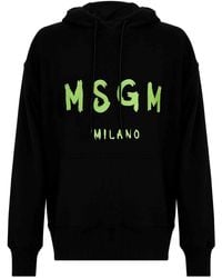 MSGM - Hooded Cotton Sweatshirt With Logo - Lyst