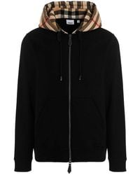 Burberry - Men Check Zip-up Hoodie - Lyst