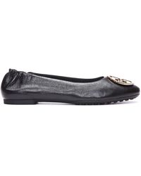 Tory Burch - Leather Claire Flats With Logo Plaque - Lyst