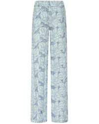 Genny - Linen Trousers With Orchid Embroidery - Lyst