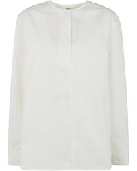 Totême - Collarless Cotton Twill Shirt - Lyst