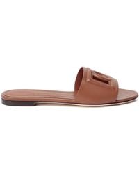 Dolce & Gabbana - Dg Logo Leather Sandal - Lyst
