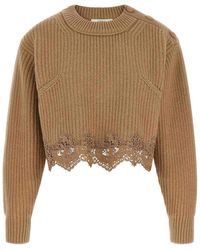 Chloé - Cropped Lace Sweater - Lyst