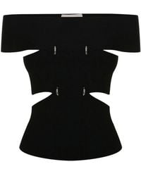 McQueen - TOP CON DETTAGLI CUT-OUT IN VISCOSA E SPALLE SCOPERTE - Lyst