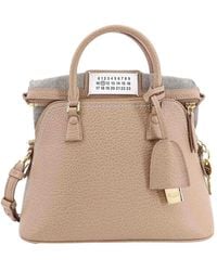 Maison Margiela - Leather Handbag With With Logo Patch - Lyst