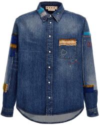 Marni - Denim Shirt Embroidery And Patches - Lyst