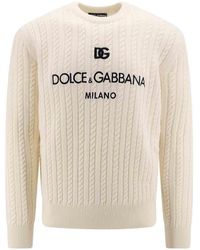 Dolce & Gabbana - Braided Wool Sweater With Logo - Lyst