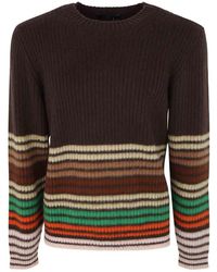 Etro - Crew Neck Striped Sweater - Lyst