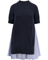 Sacai - Cotton Dress With Fabric Inserts - Lyst