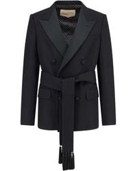 Valentino Garavani - Virgin Wool Blazer With Belt - Lyst