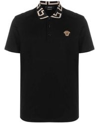 Versace - Greca Organic Cotton Polo Shirt - Lyst