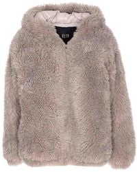 ELEH - Gey Faux Fur Jacket With Frontal Zip Closure - Lyst