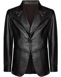 Franzese Collection - Leather Single-Breasted Blazer - Lyst