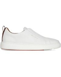 Santoni - Tumbled Leather Slip-On Sneakers - Lyst