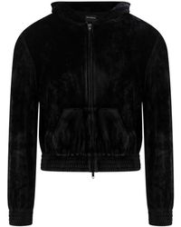 Balenciaga - Velvet Sweatshirt With Back Bb Paris Motif - Lyst