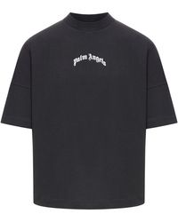 Palm Angels - Oversized T-Shirt With Curved Logo - Lyst