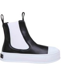Moschino - Sneakers Bumps&stripes In Pelle Colore Nero - Lyst