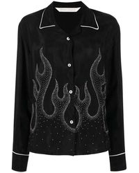 Palm Angels - Flame-embroidered Shirt - Lyst