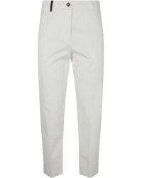 Peserico - Light Cotton Satin Stretch Trousers - Lyst