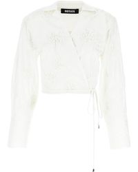 ROTATE BIRGER CHRISTENSEN - Wrap Cotton Shirt - Lyst
