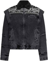 PDF - Denim Cape Jacket With Bandana Effect - Lyst