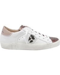 Philippe Model - Prsx Bicolour Low-Top Calfskin Trainers With Shield Logo - Lyst