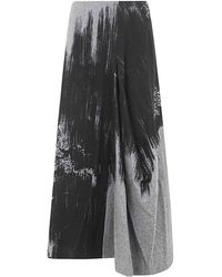 Y's Yohji Yamamoto - Y-Panelled Tuck Flare Skirt - Lyst