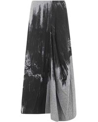 Y's Yohji Yamamoto - Y-Panelled Tuck Flare Skirt - Lyst