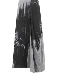 Y's Yohji Yamamoto - Y-panelled Tuck Flare Skirt - Lyst