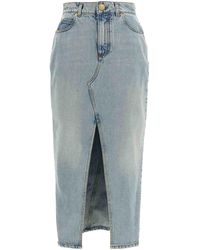 Balmain - Denim Midi Skirt - Lyst