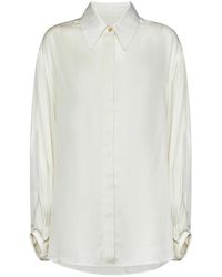 Khaite - Cream-Colored Cupro Twill Bam Shirt - Lyst