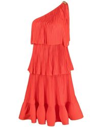 Lanvin - Pleated One-shoulder Dress With Tie Skirt - Lyst