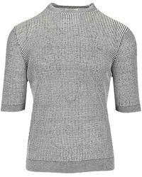 Ballantyne - Short-Sleeved Rice Stitch Sweater - Lyst