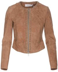 Bully - Suede Jacket With Frontal Zip Closure - Lyst