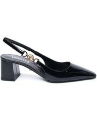 Versace - Black Patent Leather Sling Back - Lyst