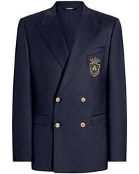 Dolce & Gabbana - Double-Breasted Jacket With Patch - Lyst