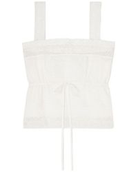 Ganni - Cotton Voile Lace Slip Top Bright - Lyst