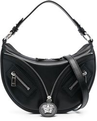 Versace - Medusa Leather Zip-detailed Bag With Plaque - Lyst