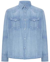 Visvim - Denim Shirt With Snap Buttons - Lyst
