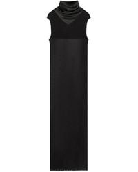 Lanvin - Robe Mi-Longue Nervurée À Col Noué - Lyst