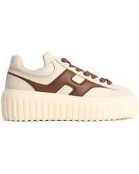 Hogan - H Stipes' Ivory Leather Sneakers - Lyst