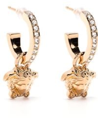 Versace - Tone Embellished Medusa Hoop Earrings - Lyst