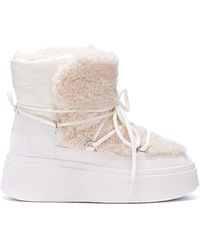Ash - Mobo Shearling-trim Lace-up Booties - Lyst