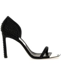 Sergio Rossi - Area Dagger Satin Sandals With Rhinestone - Lyst