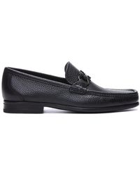 Ferragamo - Hammered Leather Gancini Loafers - Lyst