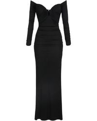 Elisabetta Franchi - Dress With Ruffles And Off Shoulders - Lyst