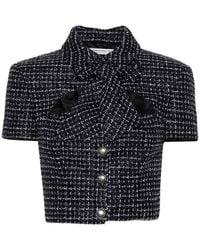 Alessandra Rich - Checked Tweed Cropped Jacket - Lyst